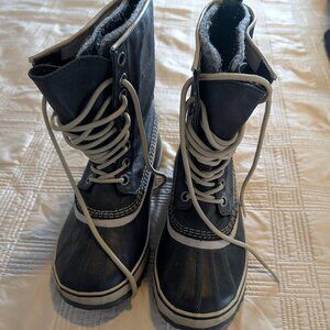 SOREL Tivoli II Lace-Up Winter Boots Black Gray Women’s Size 9